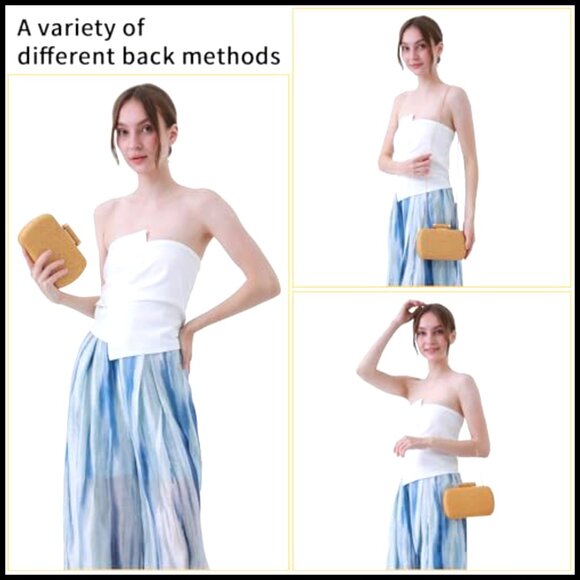 Straw Woven Clutch Evening Bag Elegant Boho Chic Summer Wedding Party